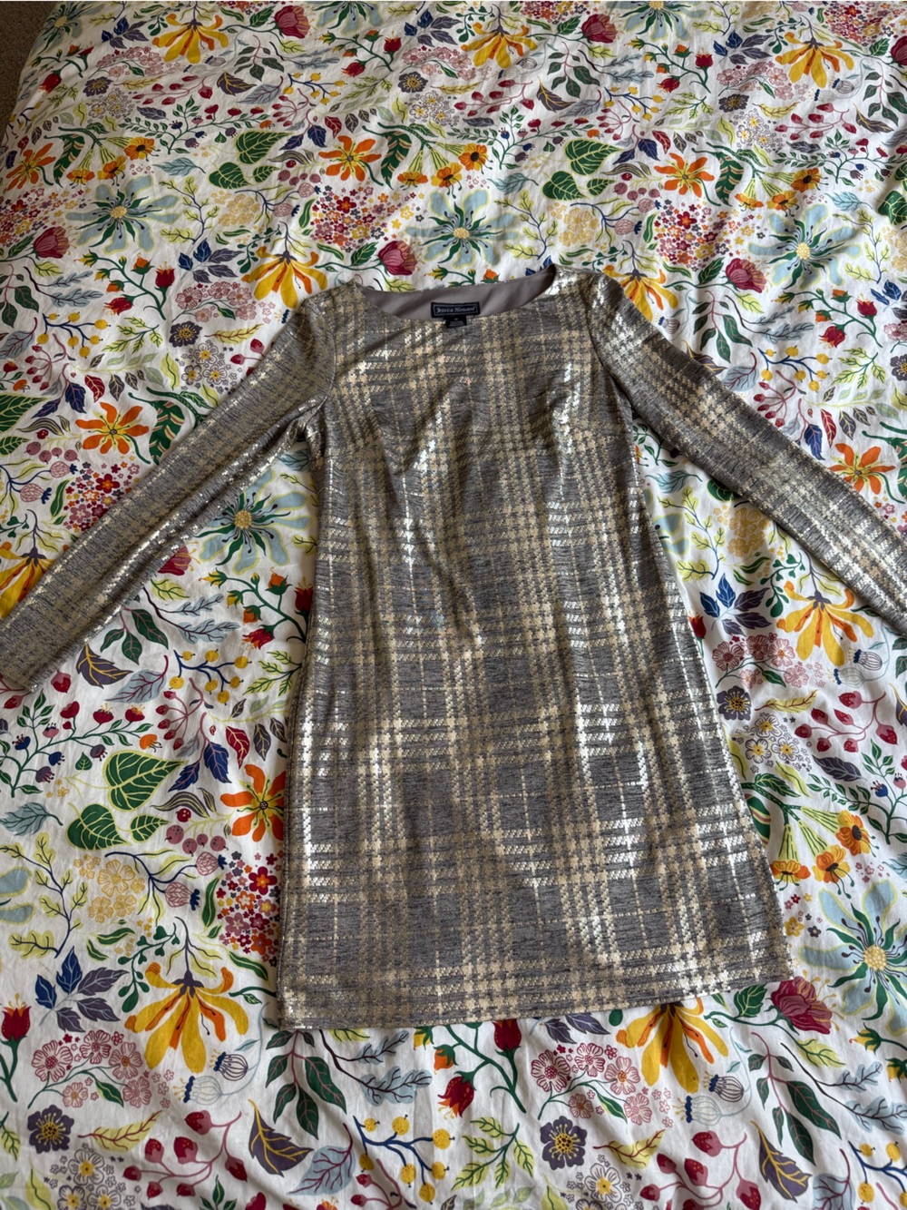 Jessica Howard Gold and Silver Plaid Dress